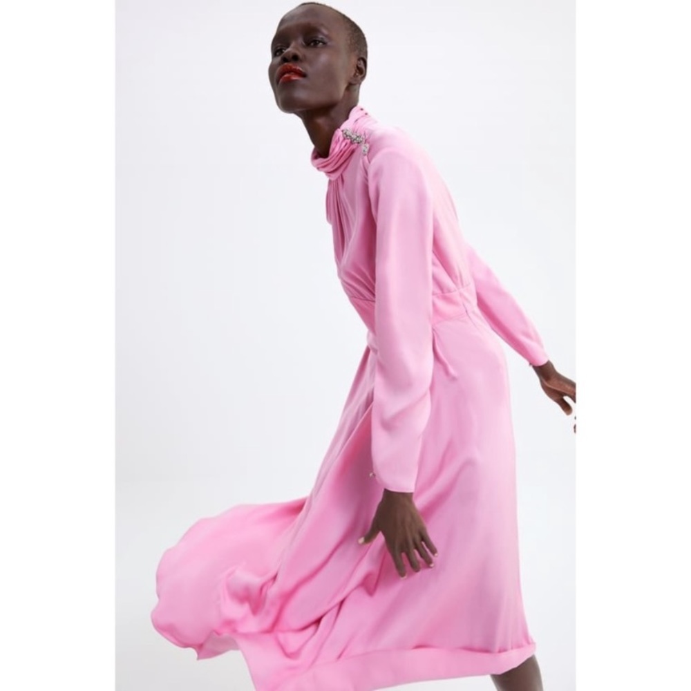 Zara Limited Edition Pink Satin maxi dress M